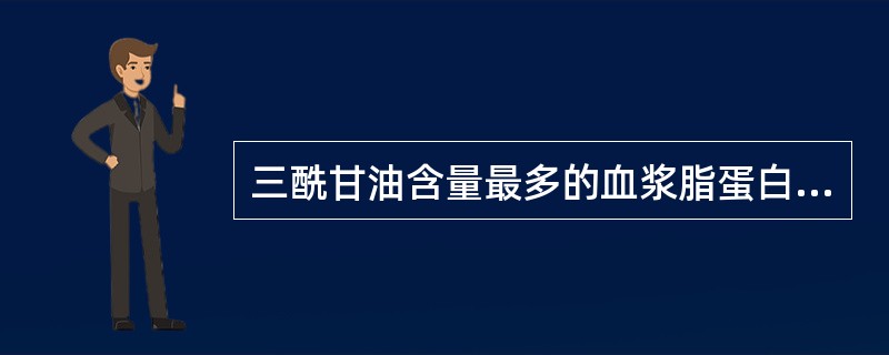 三酰甘油含量最多的血浆脂蛋白是A、CMB、VLDLC、LDLD、IDLE、HDL