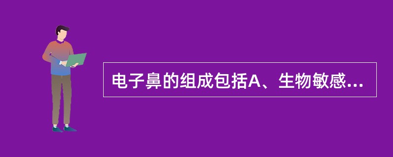 电子鼻的组成包括A、生物敏感膜和电化学换能器B、气敏传感器阵列、信号处理子系统C