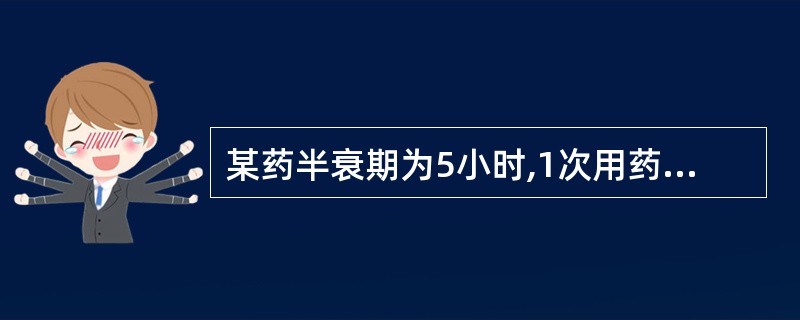 某药半衰期为5小时,1次用药后从体内基本消除(消除95%以上)的最短时间是