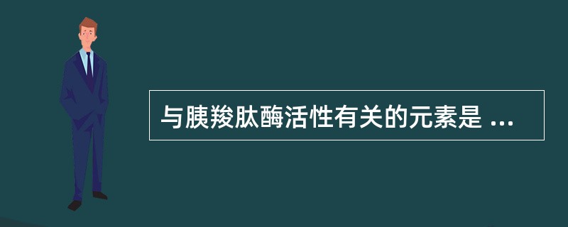 与胰羧肽酶活性有关的元素是 ( )A、硒B、铜C、锰D、碘E、锌