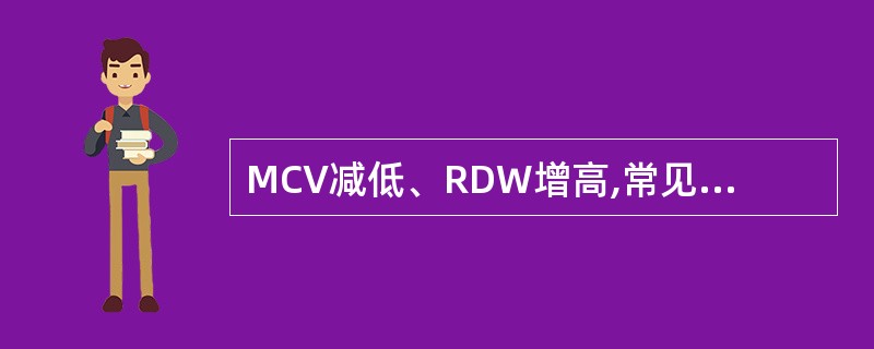 MCV减低、RDW增高,常见的疾病是A、轻型地中海性贫血B、缺铁性贫血C、再生障