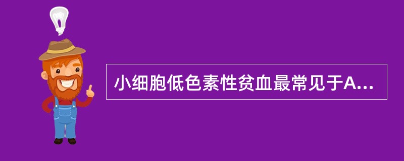 小细胞低色素性贫血最常见于A、巨幼细胞贫血B、缺铁性贫血C、再生障碍性贫血D、急