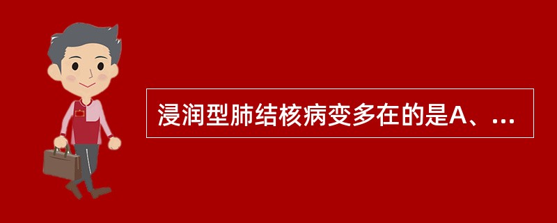 浸润型肺结核病变多在的是A、右肺中叶内段B、上叶尖、后段或下叶的背段C、上叶前段