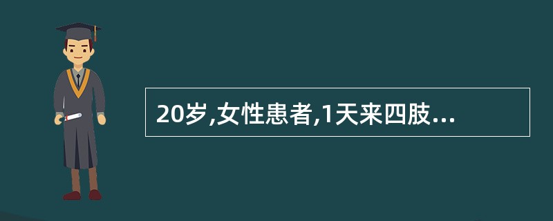 20岁,女性患者,1天来四肢发作性抽搐10余次,不省人事,检查:昏迷,无肢体瘫痪