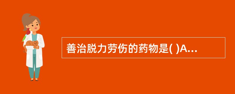 善治脱力劳伤的药物是( )A、仙鹤草B、三七C、茯苓D、砂仁E、牛膝