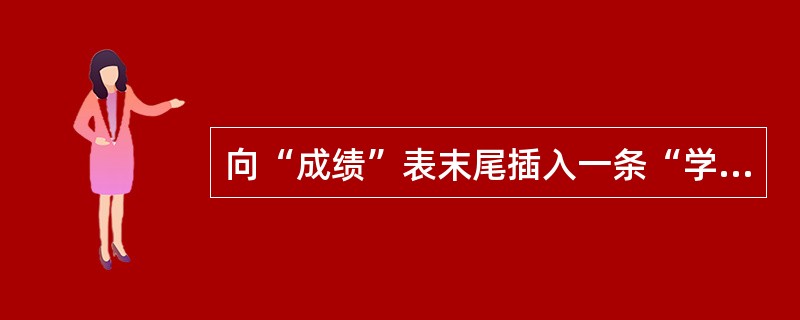 向“成绩”表末尾插入一条“学号”为“08102002”,“课程编号”为“4001