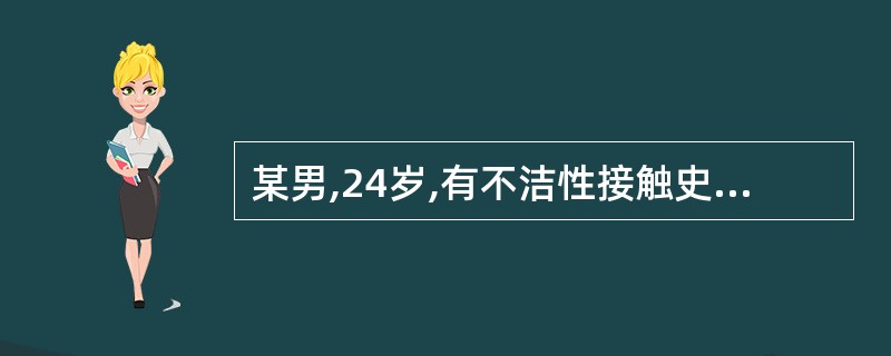 某男,24岁,有不洁性接触史,因近2日尿急、尿频、排尿刺痛而来院就诊。查体尿道口