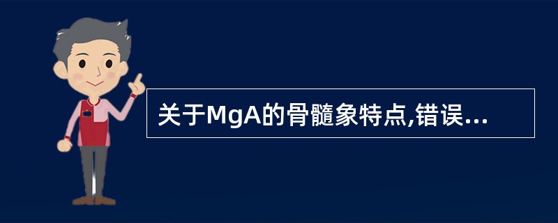 关于MgA的骨髓象特点,错误的是A、粒红比下降或倒置B、红系增生伴巨幼变C、巨幼