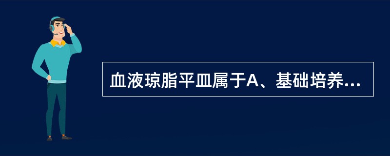 血液琼脂平皿属于A、基础培养基B、鉴别培养基C、选择培养基D、营养培养基E、厌氧