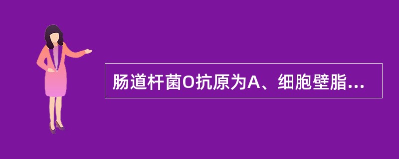 肠道杆菌O抗原为A、细胞壁脂多糖层B、氨基糖聚合物C、与细菌运动有关D、鞭毛蛋白