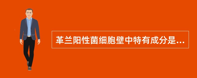 革兰阳性菌细胞壁中特有成分是A、肽聚糖B、磷壁酸C、脂多糖D、脂蛋白E、DN