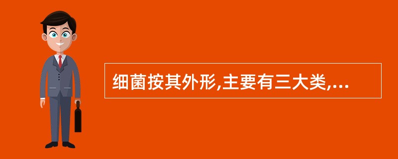 细菌按其外形,主要有三大类,以下描述正确的有A、葡萄球菌、链球菌和杆菌B、球菌、