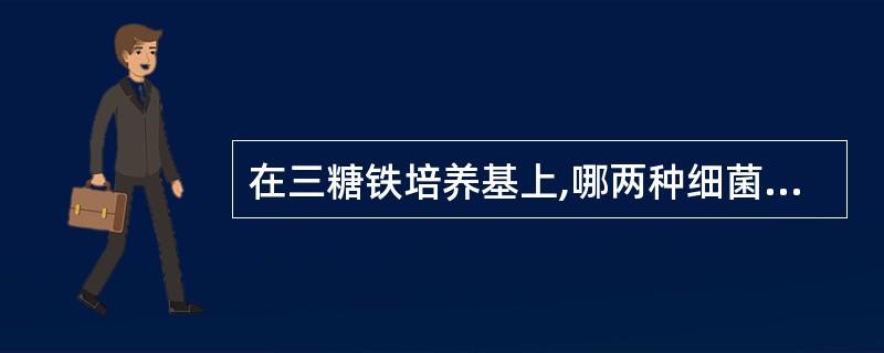 在三糖铁培养基上,哪两种细菌表现相似A、伤寒杆菌与痢疾杆菌B、大肠杆菌与伤寒杆菌