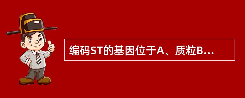 编码ST的基因位于A、质粒B、质粒和染色体C、染色体和噬菌体D、染色体E、噬菌体