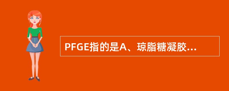 PFGE指的是A、琼脂糖凝胶电泳B、火箭电泳C、琼脂糖扩散D、聚丙烯酰胺凝胶电泳