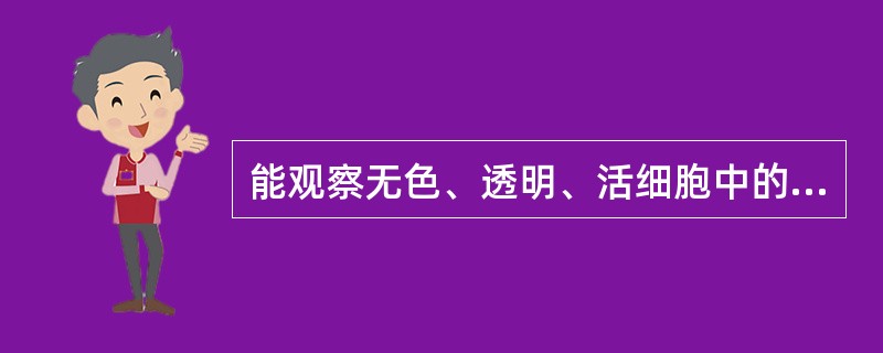 能观察无色、透明、活细胞中的微细结构的显微镜是A、双筒显微镜B、相差显微镜C、暗