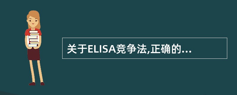 关于ELISA竞争法,正确的是A、用于检测抗原B、被测物与酶标记物的免疫活性各不