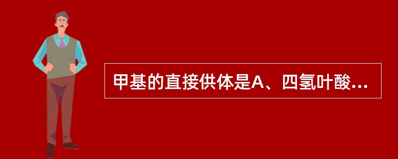 甲基的直接供体是A、四氢叶酸B、S£­腺苷蛋氨酸C、蛋氨酸D、胆碱E、肾上腺素