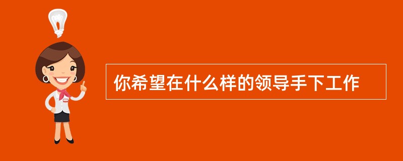 你希望在什么样的领导手下工作