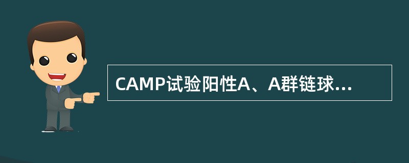 CAMP试验阳性A、A群链球菌B、B群链球菌C、肺炎链球菌D、肠球菌E、其他链球