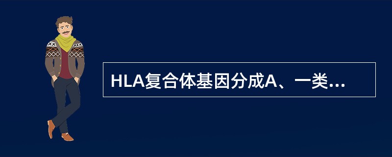 HLA复合体基因分成A、一类B、二类C、三类D、四类E、五类