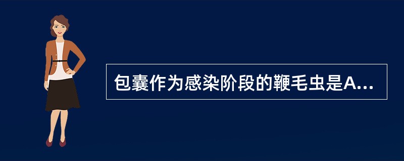 包囊作为感染阶段的鞭毛虫是A、杜氏利什曼原虫B、阴道毛滴虫C、蓝氏贾第鞭毛虫D、