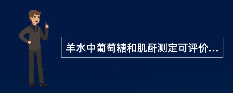 羊水中葡萄糖和肌酐测定可评价胎儿A、肺成熟度B、肝成熟度C、肾成熟度D、皮脂腺成