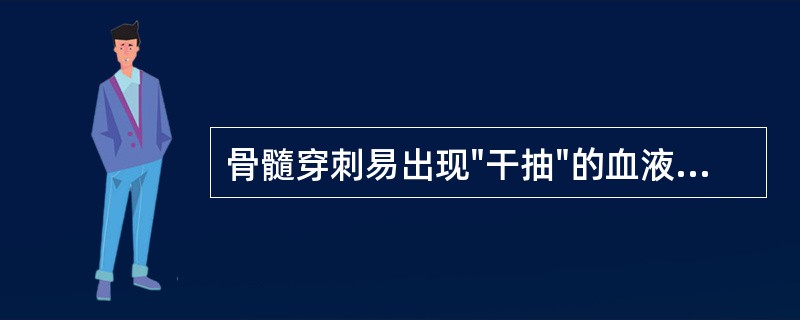 骨髓穿刺易出现"干抽"的血液疾病是A、恶性淋巴瘤B、骨髓纤维化C、急性粒细胞白血