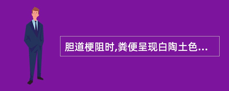 胆道梗阻时,粪便呈现白陶土色是由于没有A、胆红素B、胆绿素C、粪胆素D、粪胆原E