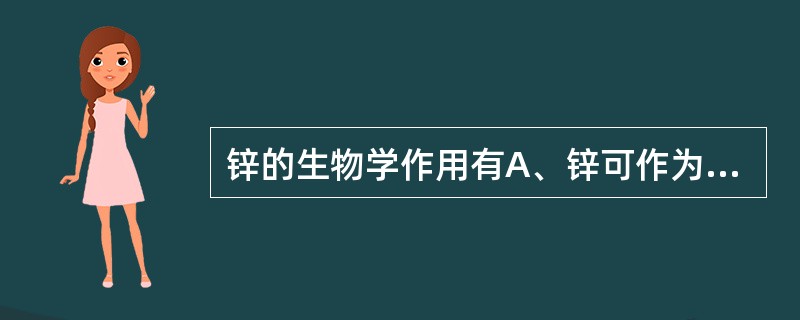 锌的生物学作用有A、锌可作为多种酶的功能成分或抑制剂B、促进机体发育,抑制核酸及