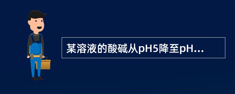 某溶液的酸碱从pH5降至pH3,问氢离子浓度改变了多少倍( )A、2倍B、20倍