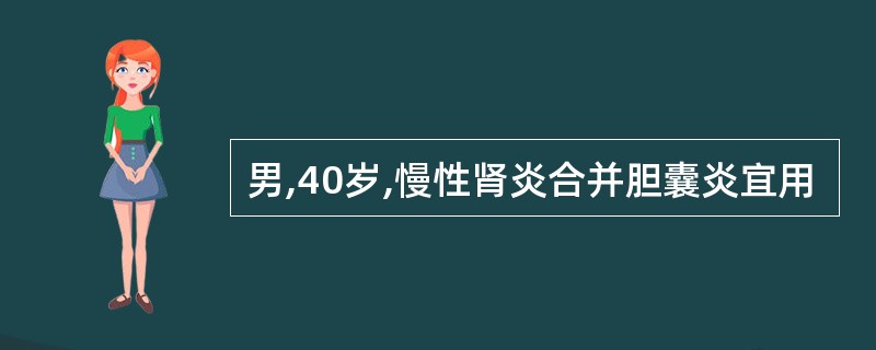 男,40岁,慢性肾炎合并胆囊炎宜用