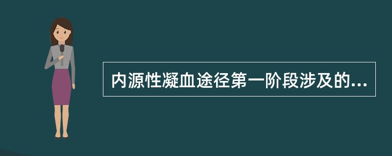 内源性凝血途径第一阶段涉及的凝血因子是A、因子Ⅰ、Ⅱ、XⅢB、因子Ⅰ、Ⅱ、Ⅲ、Ⅴ