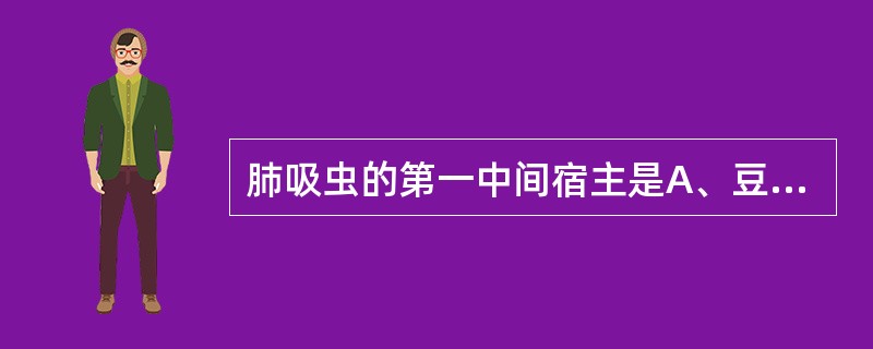 肺吸虫的第一中间宿主是A、豆螺B、扁卷螺C、川卷螺D、钉螺E、椎实螺