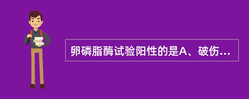 卵磷脂酶试验阳性的是A、破伤风梭菌B、产气荚膜梭菌C、艰难梭菌D、痤疮丙酸杆菌E