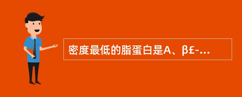 密度最低的脂蛋白是A、β£­脂蛋白B、α£­脂蛋白C、脂蛋白(a)D、乳糜微粒E