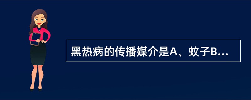 黑热病的传播媒介是A、蚊子B、蟑螂C、臭虫D、白蛉E、苍蝇