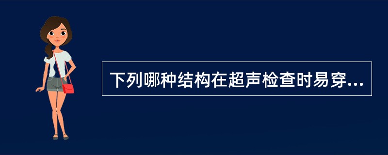 下列哪种结构在超声检查时易穿透显示A、骨膜B、骨皮质C、骨松质D、骨髓E、软骨组