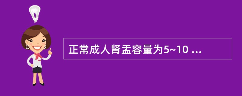 正常成人肾盂容量为5~10 ml,在肾窦内向肾实质展开,形成大盏和小盏的数量分别