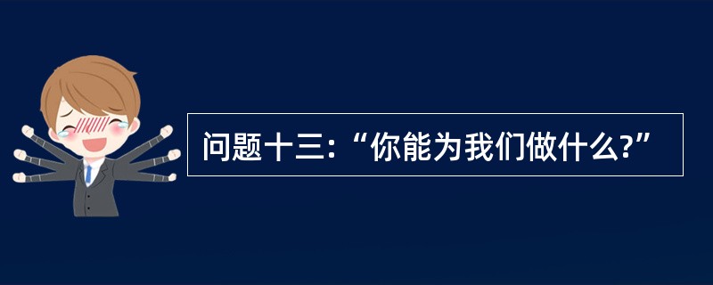 问题十三:“你能为我们做什么?”