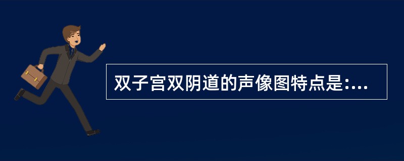 双子宫双阴道的声像图特点是:①纵切可见两个宫体,两个宫腔线,而宫颈及阴道只有一个