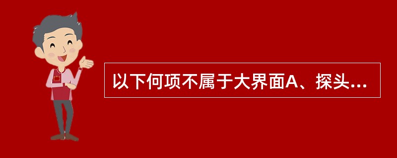 以下何项不属于大界面A、探头表面与导声凝胶之间B、导声凝胶与皮肤之间C、皮下脂肪