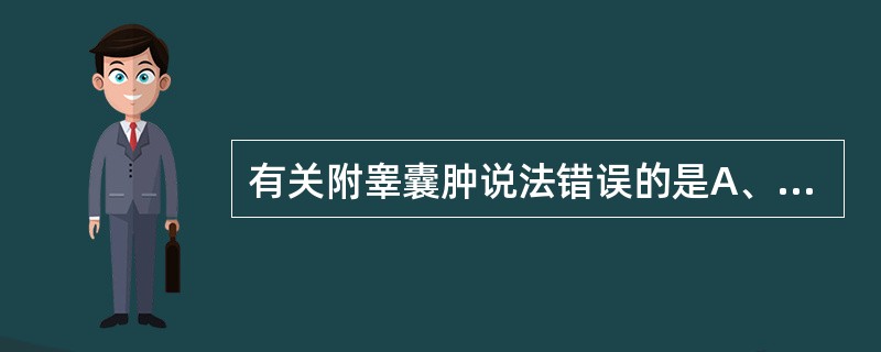 有关附睾囊肿说法错误的是A、附睾内无回声区B、边界清晰C、有包膜D、一般病人无症