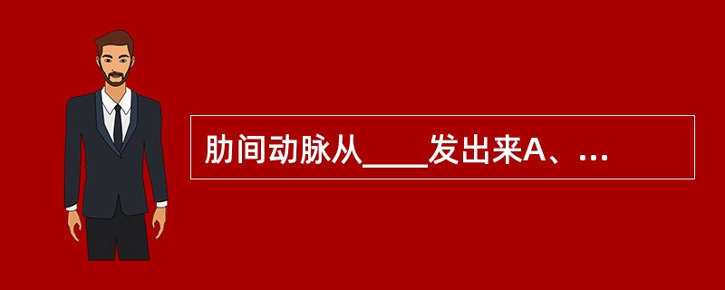 肋间动脉从____发出来A、肺动脉B、升主动脉C、胸主动脉D、锁骨下动脉E、胸廓