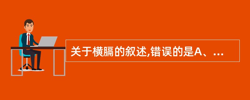 关于横膈的叙述,错误的是A、肺气肿时,膈肌下降B、急性无气肺,膈成为高位C、左膈