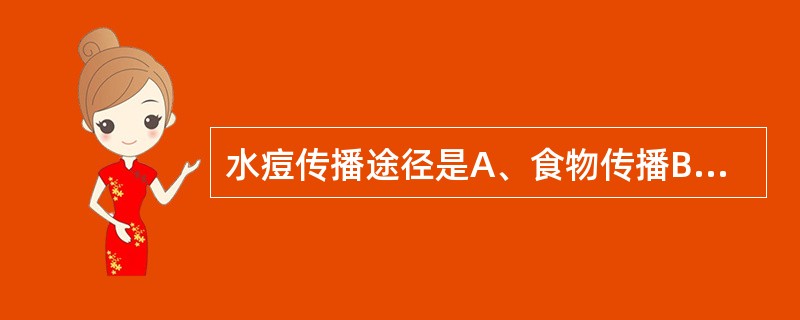 水痘传播途径是A、食物传播B、虫媒传播C、土壤传播D、呼吸道传播E、消化道传播