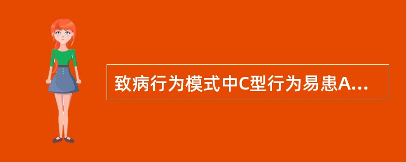 致病行为模式中C型行为易患A、心血管疾病B、消化性溃疡C、恶性肿瘤D、精神性疾病