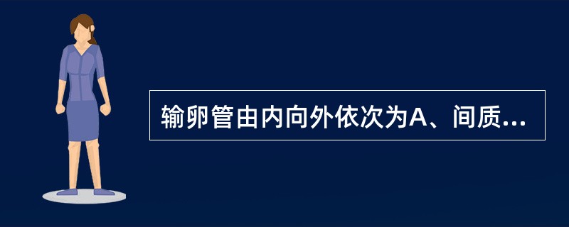 输卵管由内向外依次为A、间质部、峡部、壶腹部、伞部B、峡部、壶腹部、伞部、间质部