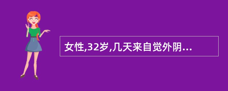 女性,32岁,几天来自觉外阴疼痛、肿胀,走路困难。检查:外阴部有一包块,触及疼痛