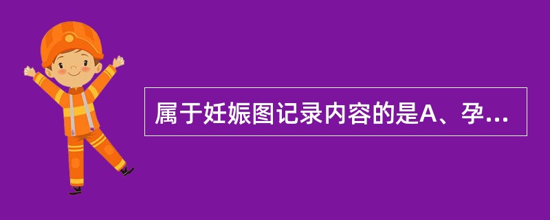 属于妊娠图记录内容的是A、孕妇体位B、孕妇饮食C、胎动计数D、胎位E、孕妇心率